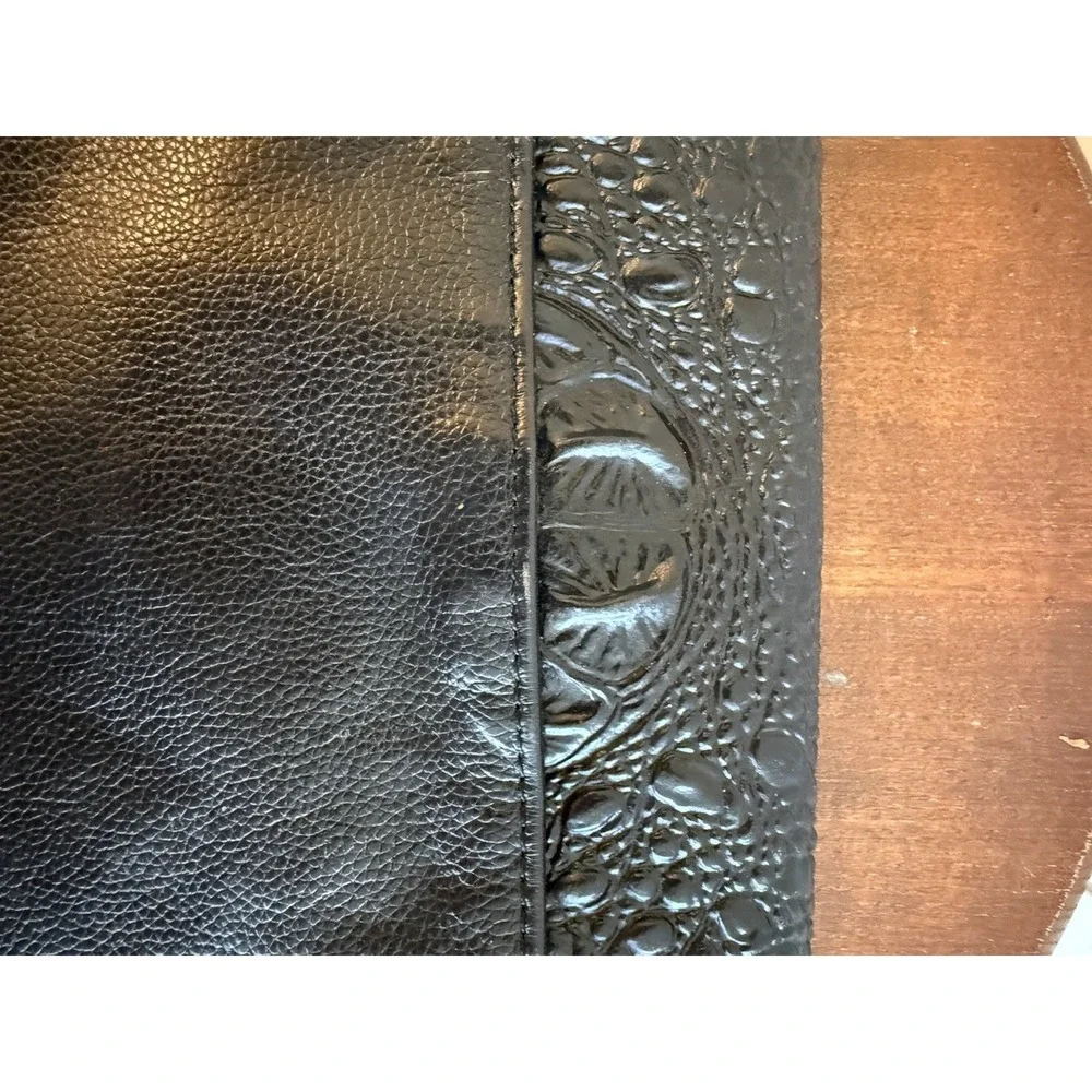 Bebe Genuine Leather Black White Croc Embossed Envelope Clutch Y2K